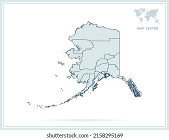 Alaska mapea el vector verde sobre fondo blanco.