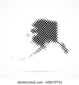 Alaska map in halftone. Dotted illustration isolated on a white background.
Vector illustration.