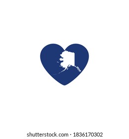 Alaska Map And Heart Logo Design Template
