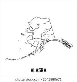 Alaska map icon isolated on white background. Outline map. Simple line icon. Vector illustration