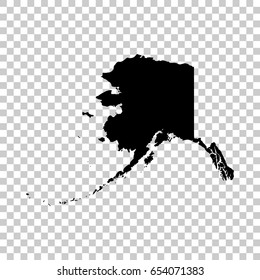 Alaska map isolated on transparent background. Black map for your design. Vector illustration, easy to edit.