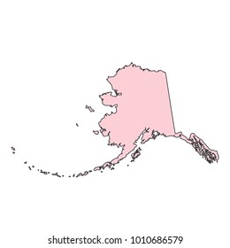 Alaska map isolated on white background silhouette. Alaska USA state.