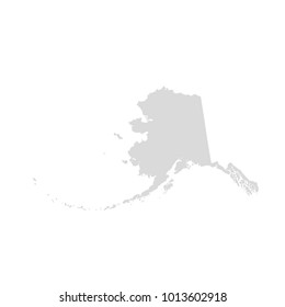 Alaska map isolated on white background silhouette. Alaska USA state.