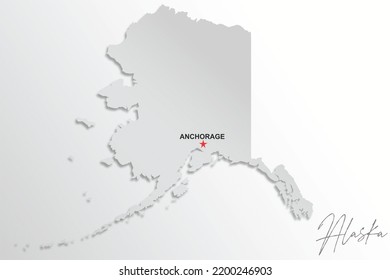 Alaska map isolated on white background, 3d rendering 