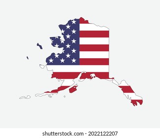 Alaska Map on American Flag. AK, USA State Map on US Flag. EPS Vector Graphic Clipart Icon