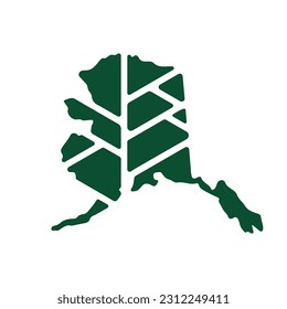 Logo de la hoja de mapas de Alaska. Plantilla de diseño de logotipo ecológico y ecológico de naturaleza creativa.