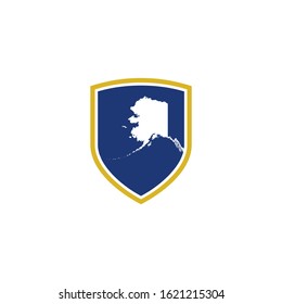 Alaska Map and Shield Logo Icon Template 001