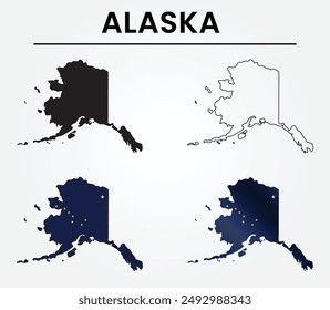 ALASKA map silhouette, illustration vector art