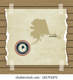 Alaska map with stamp vintage vector background