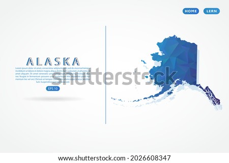 Alaska map - State of USA Map International vector template with polygon blue color gradient isolated on white background - Vector illustration eps 10