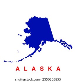 Tipografía del mapa de Alaska. mapa de alaska en color azul.