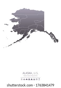 mapa de alaska. serie de mapas vectoriales de estados unidos. fondo del mapa de estados unidos.