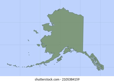 Alaska Map - USA, United States of America Map vector template with green color on blue background and grid design for design, education, website, infographic - Vector illustration eps 10
