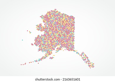 Alaska Map - USA, United States of America map vector template with colorful dots, grid, grunge, halftone style isolated on white background for design - Vector illustration eps 10