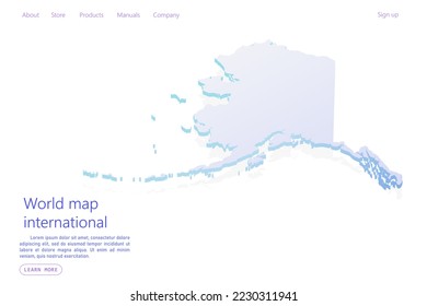 Alaska Map - USA, United States of America Map vector template with isometric style including shadow, purple and blue color isolated on white background - Vector illustration eps  10