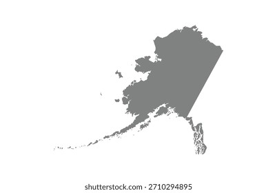 Gráfico vetorial do mapa do Alaska em cinza detalhado