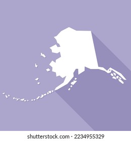 Alaska map vector illustration. Lavender colored flat map of north west state with the capital - Juneau. United States od America, infographics, geography concepts.