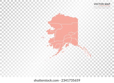 Alaska map vector orange color on transparent background.