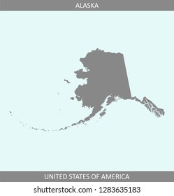 Alaska map vector outline illustration gray background