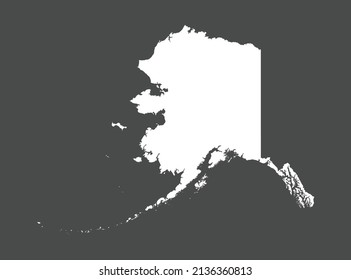 Alaska map vector, white color, Isolated on gray background