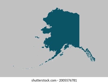 alaska map vector,isolated ocean blue color on gray background