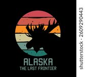Alaska Moose in Retro Color Background Perfect For Print, Apparel, etc