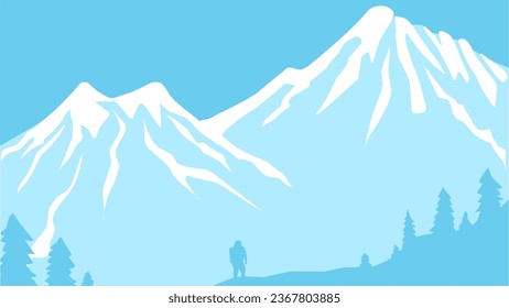 Alaska mountain background design in flat style suitable for wallpaper, icon, template, cover