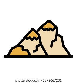 Alaska mountain icon outline vector. Glacier winter. Snow emblem color flat