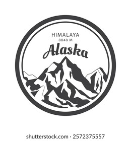alaska mountain label symbol logo vector design 