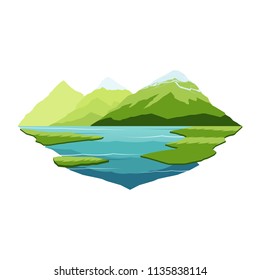 Alaska Mountain And Lake Landscape Vector