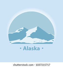 Alaska National Park.Symbol of the wild nature of the United States. logo vector illustration.