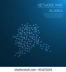 Alaska network map. Abstract polygonal US state map design. Internet connections vector illustration.