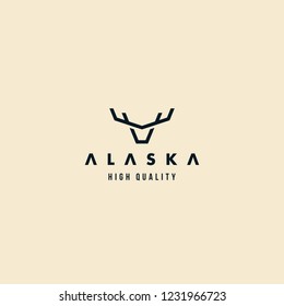 Alaska north animal Elk and moose horn modern custom logo design inspiration 