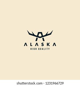 Alaska north animal Elk and moose horn modern custom logo design inspiration 