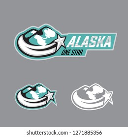 alaska one star logo team in turquoise color set