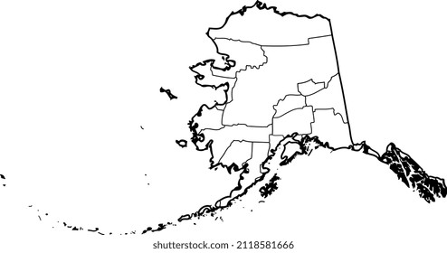 Alaska - outline map with counties