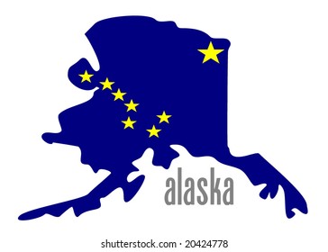alaska outline and state flag vector illustration
