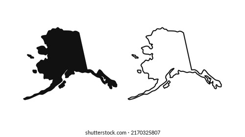 Alaska Outline State Usa Map Black Stock Vector Royalty Free