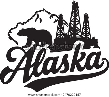 Alaska Polar Bear Oil Vector Illustration Graphic
