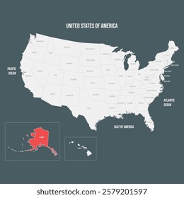 Alaska - Red Vector Map of Alaska