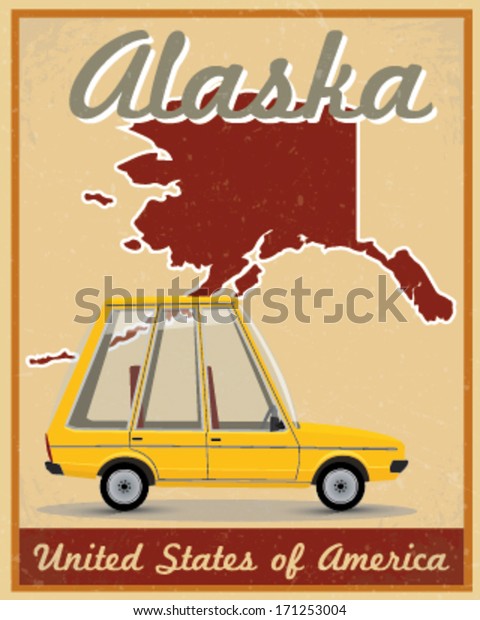 alaska road trip vintage\
poster