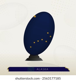 Alaska Rugby Ball on Rugby Kicking Tees with Modern Design. Illustration perfect for sports, national pride, and rugby-related projects.