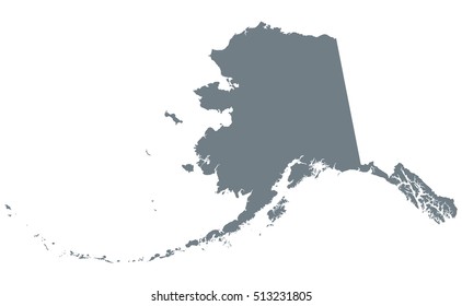 Alaska silhouette. U.S. state in the northwest of the Americas. Dark gray colored illustration on white background.