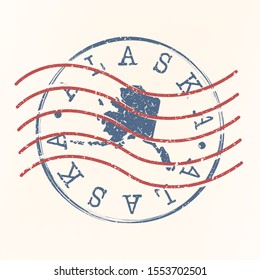 Alaska Stamp Postal. Map Silhouette Seal. Passport Round Design. Vector Icon. Design Retro Travel.