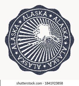Alaska stamp. Travel rubber stamp with the name and map of US state, vector illustration. Can be used as insignia, logotype, label, sticker or badge of Alaska.