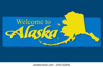 Alaska State with blue background 