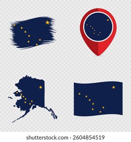 Alaska State Flag Icon Set.