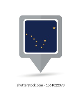 Alaska state flag map icon. Vector illustration.