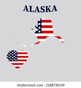 Alaska state map with American flag. Vector illustration.