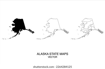 Alaska State Map black blank and outline state USA. Vector Illustration.	
